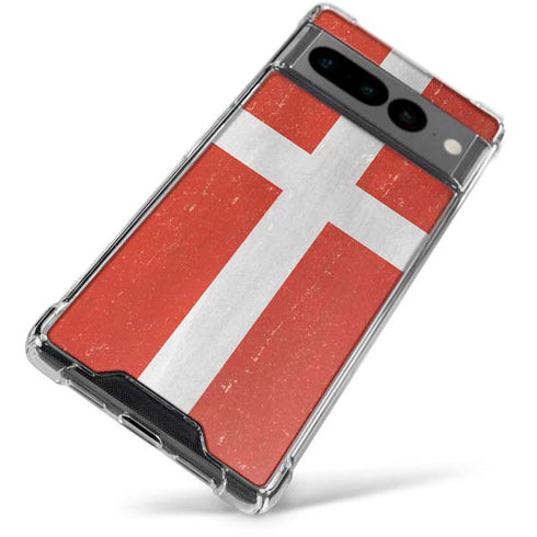 Denmark Flag Distressed Google Pixel 7 Pro Clear Case